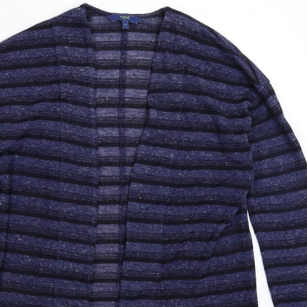 NEXT Womens Blue Striped Knit Cardigan Jumper Size 12