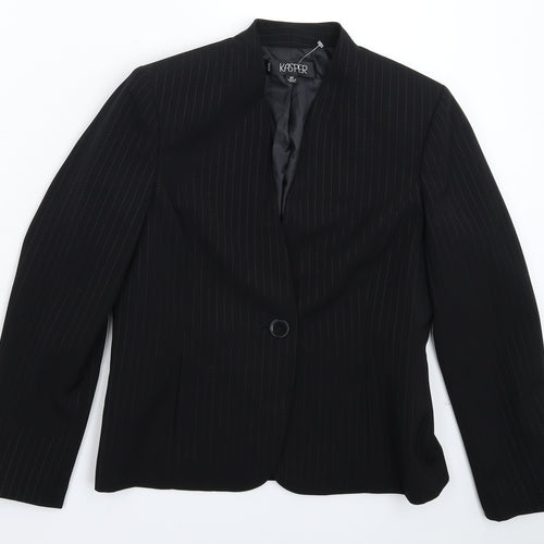 Kasper Womens Black Striped  Jacket Suit Jacket Size 12