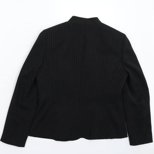Kasper Womens Black Striped  Jacket Suit Jacket Size 12