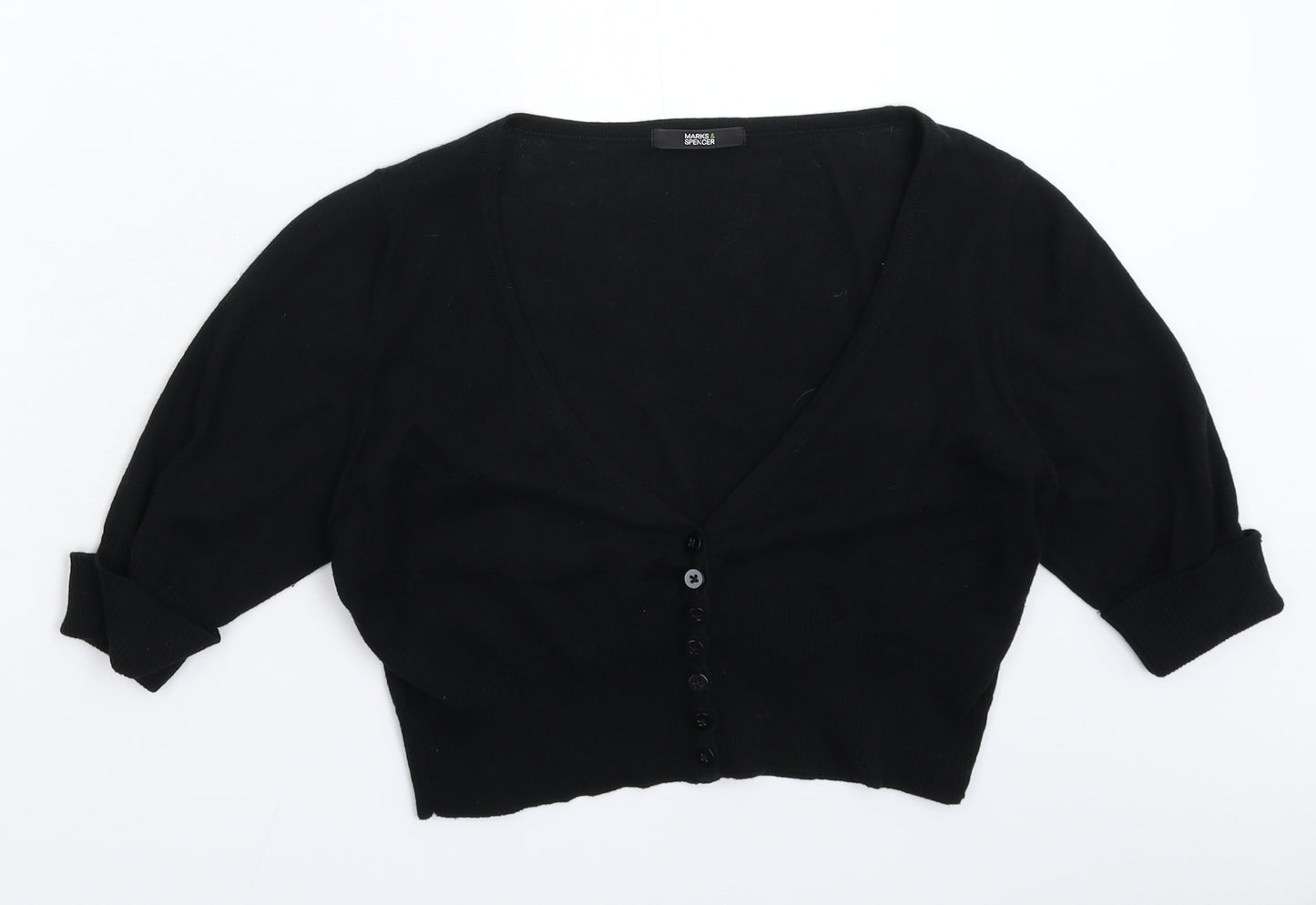 Marks and Spencer Womens Black  Knit Cardigan Jumper Size 14