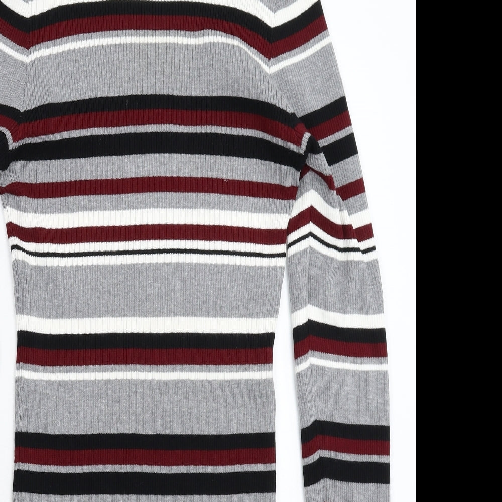 New Look Womens Multicoloured Striped Knit Jumper Dress  Size 16