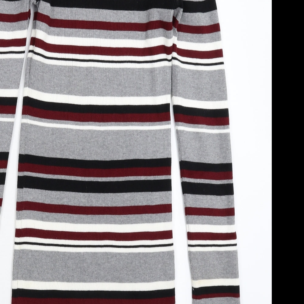 New Look Womens Multicoloured Striped Knit Jumper Dress  Size 16