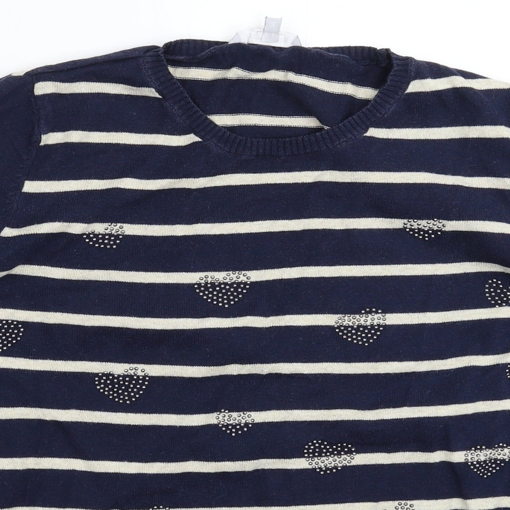 Red Herring Womens Blue Striped Knit Pullover Jumper Size 14