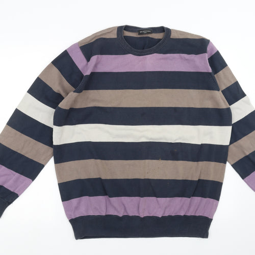 Burton Mens Blue Striped Knit Pullover Jumper Size 2XL