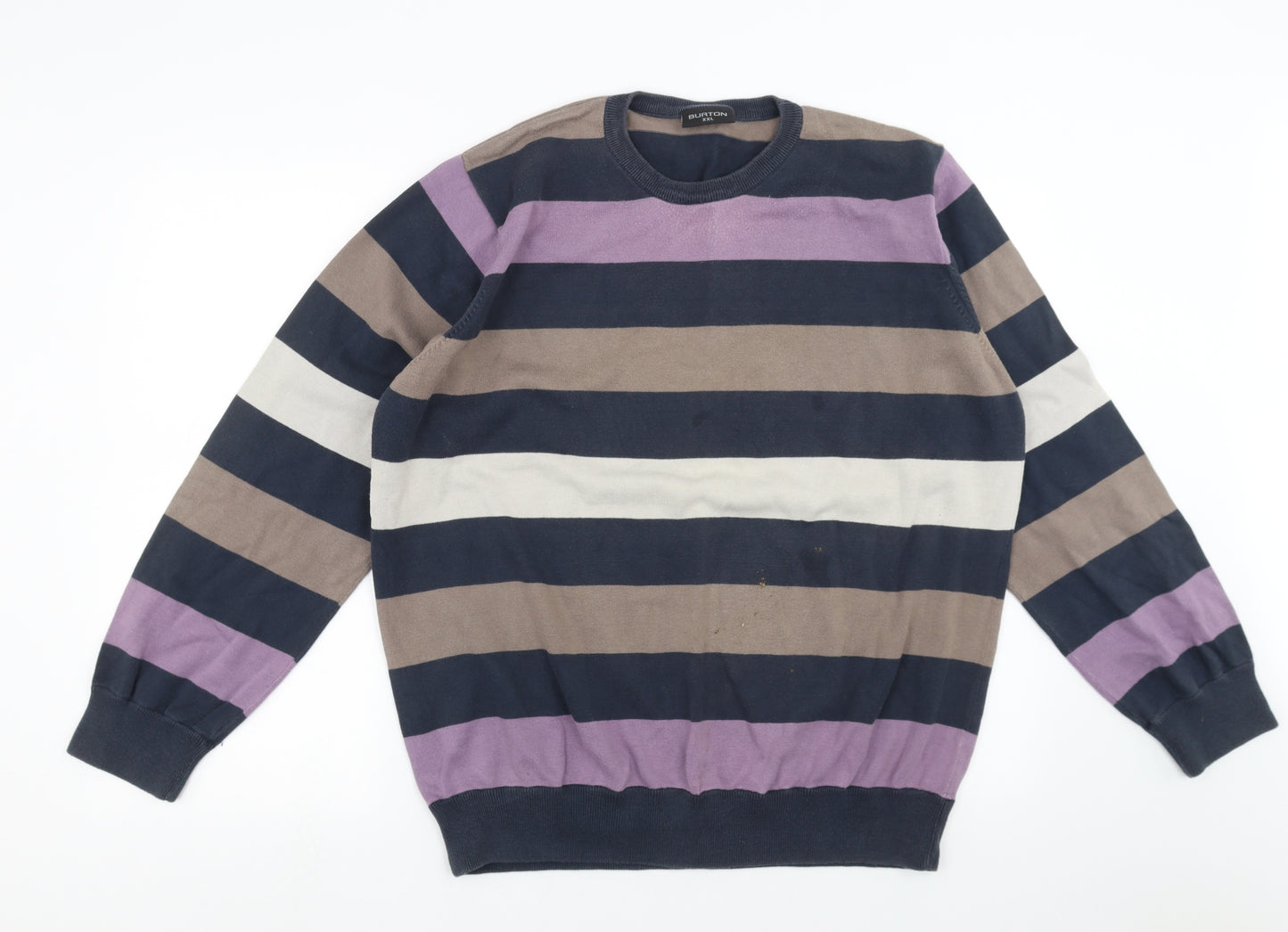 Burton Mens Blue Striped Knit Pullover Jumper Size 2XL