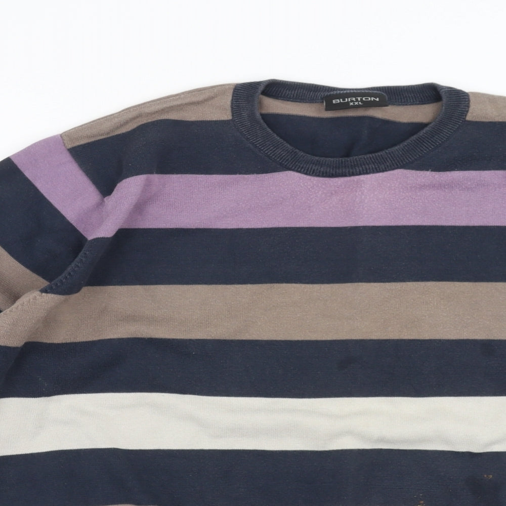 Burton Mens Blue Striped Knit Pullover Jumper Size 2XL