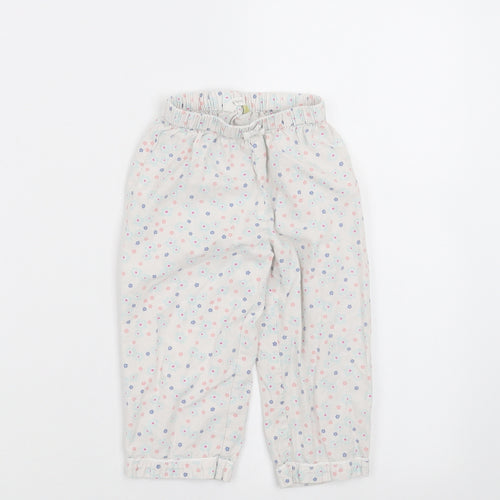 John Lewis Girls White Floral   Pyjama Pants Size 12-18 Months