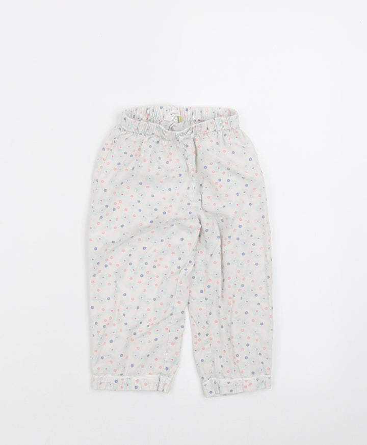 John Lewis Girls White Floral Pyjama Pants Size 12-18 Months