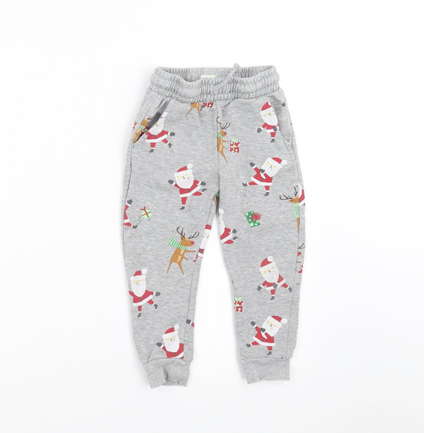 F&F Boys Grey   Jogger Trousers Size 2-3 Years - Christmas pattern