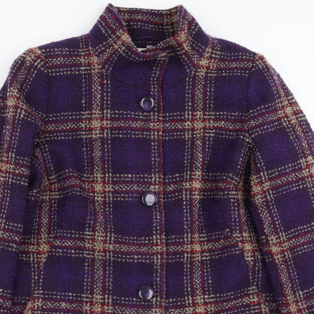 Marks and Spencer Womens Purple Check  Jacket Coat Size 16