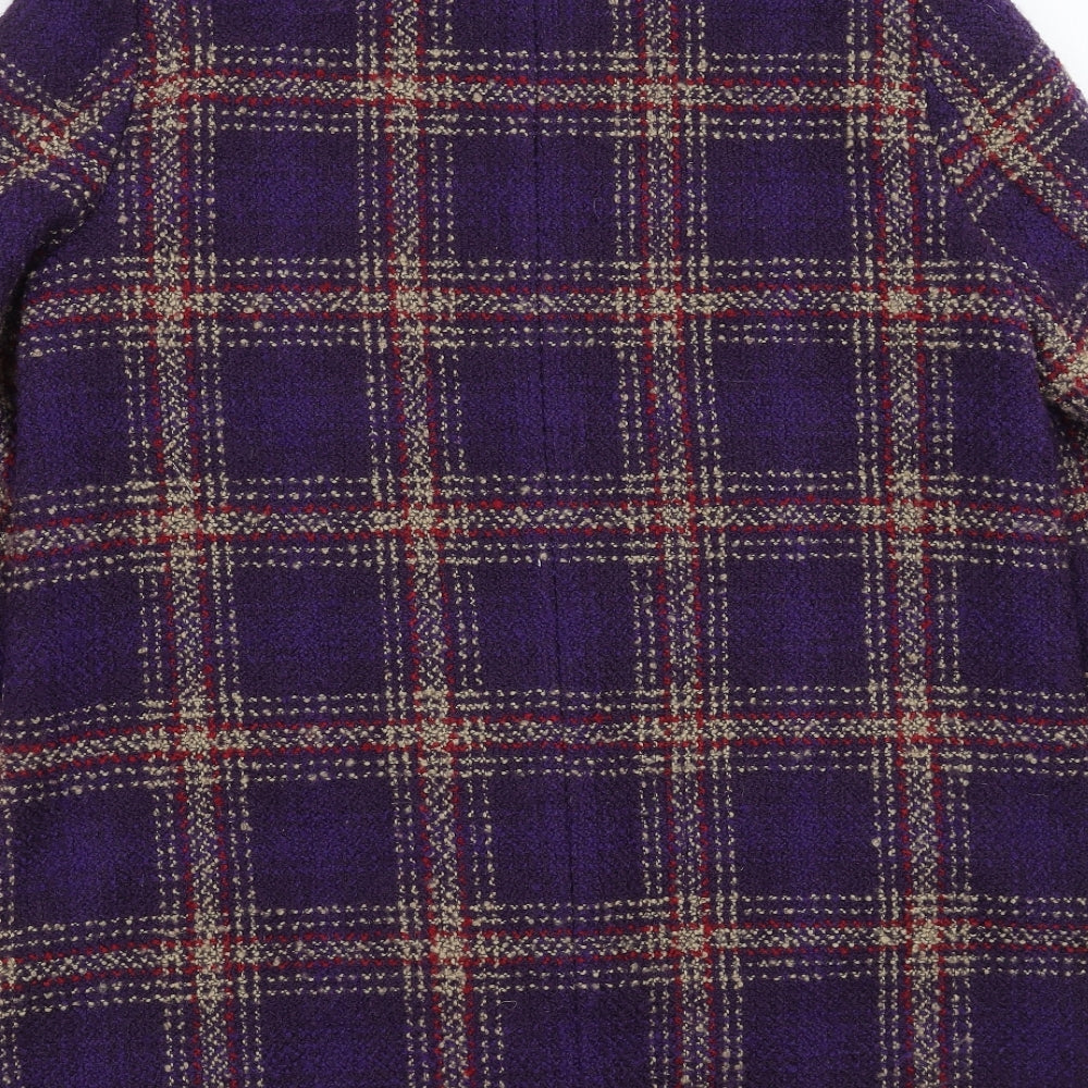 Marks and Spencer Womens Purple Check  Jacket Coat Size 16