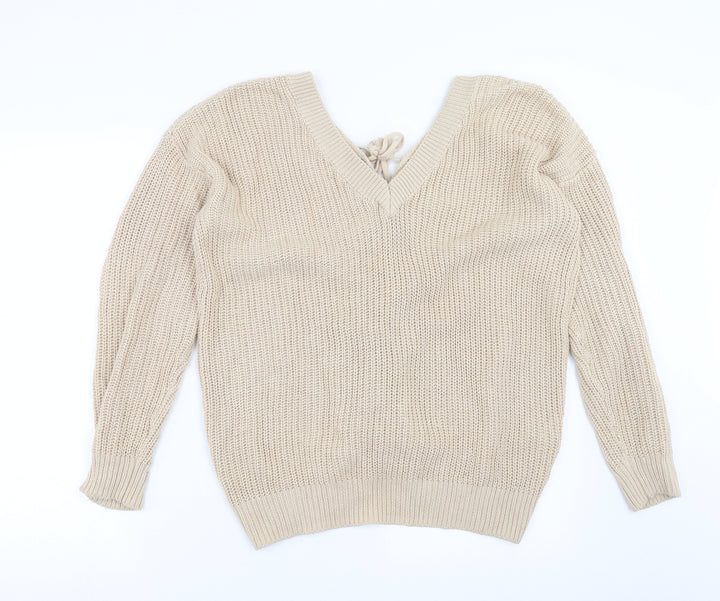 FOREVER 21 Womens Beige Knit Pullover Jumper Size M