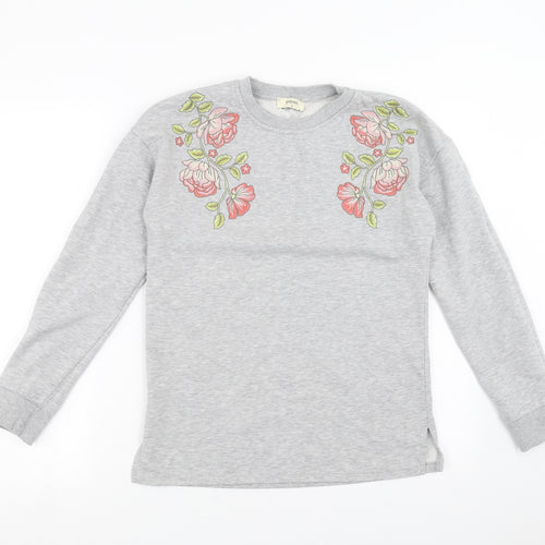 Papaya Womens Grey Floral  Pullover Sweatshirt Size 8