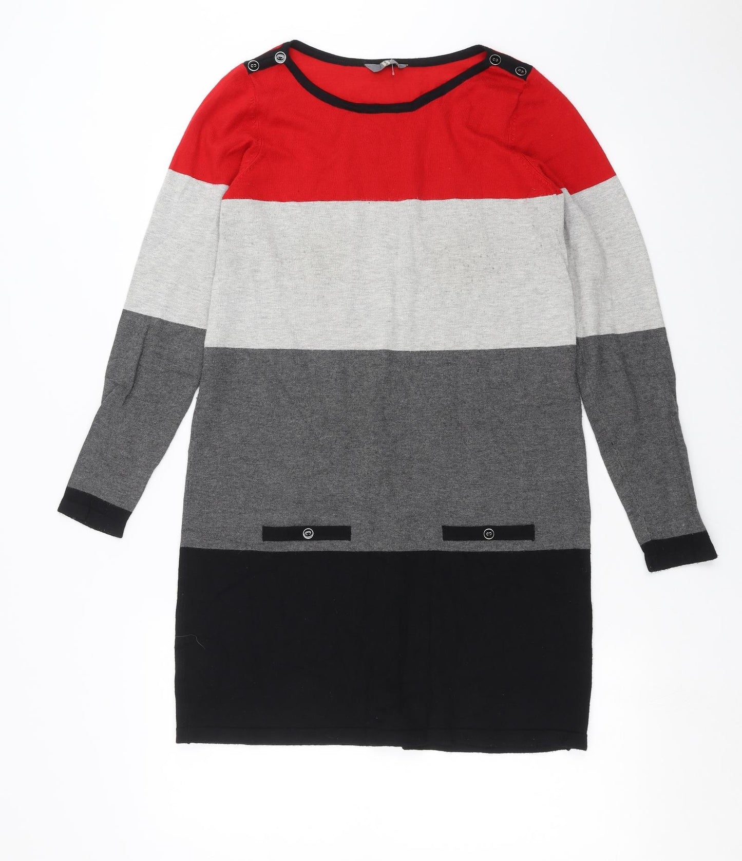 BHS Womens Grey Striped Knit Jumper Dress  Size 10