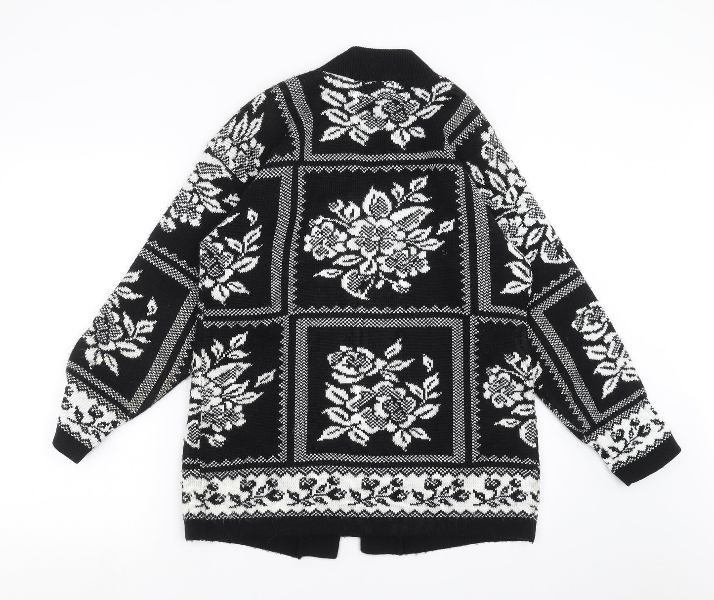 Amari Womens Black Floral Knit Cardigan Jumper Size 10
