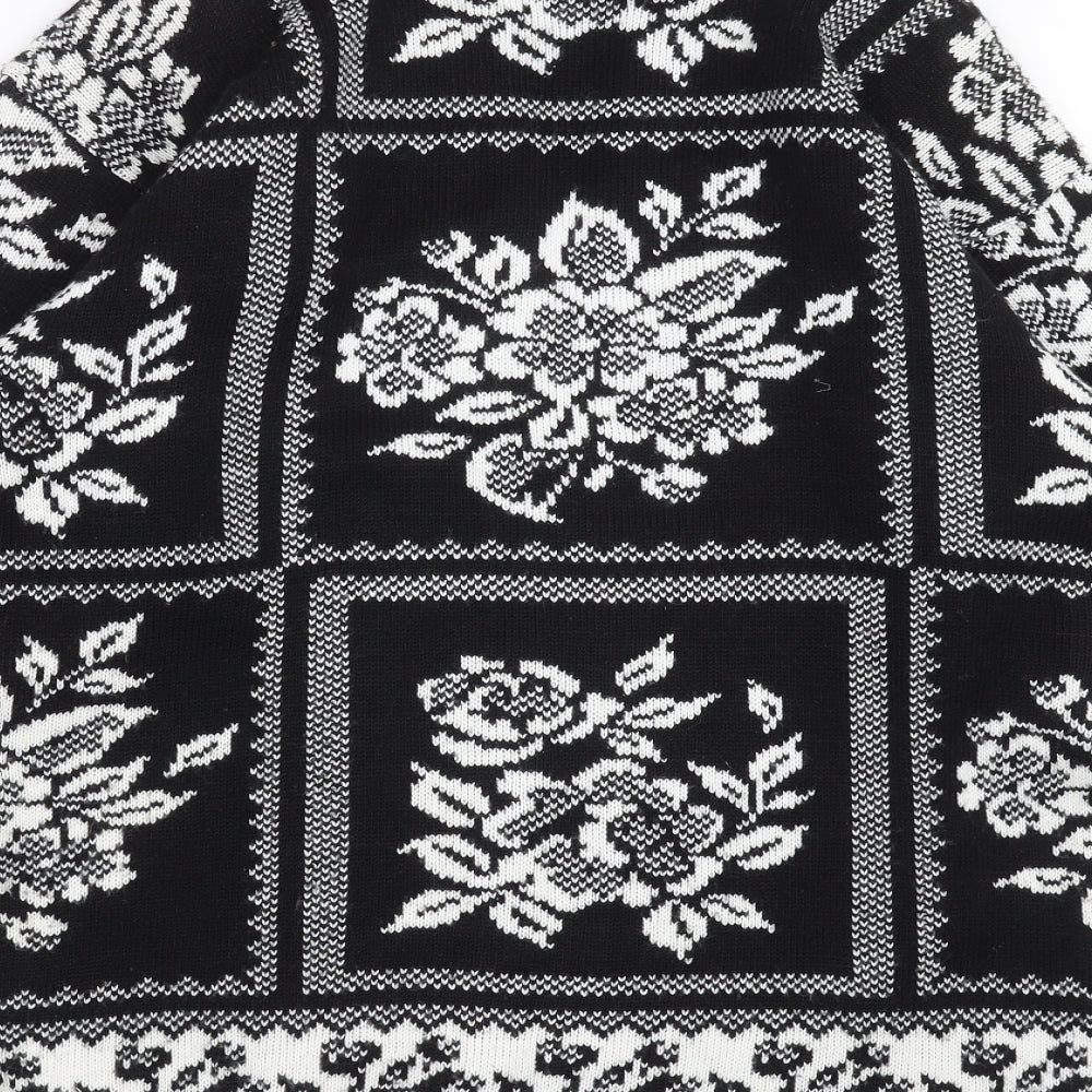 Amari Womens Black Floral Knit Cardigan Jumper Size 10