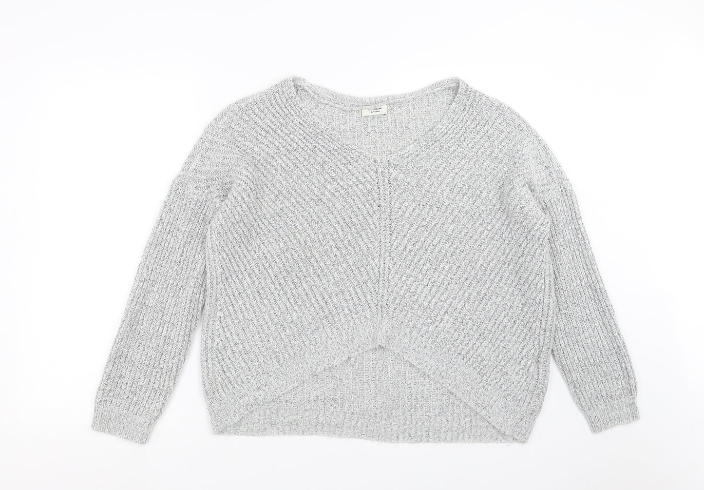 Jaqueline de Yong Womens Grey  Knit Pullover Jumper Size XL