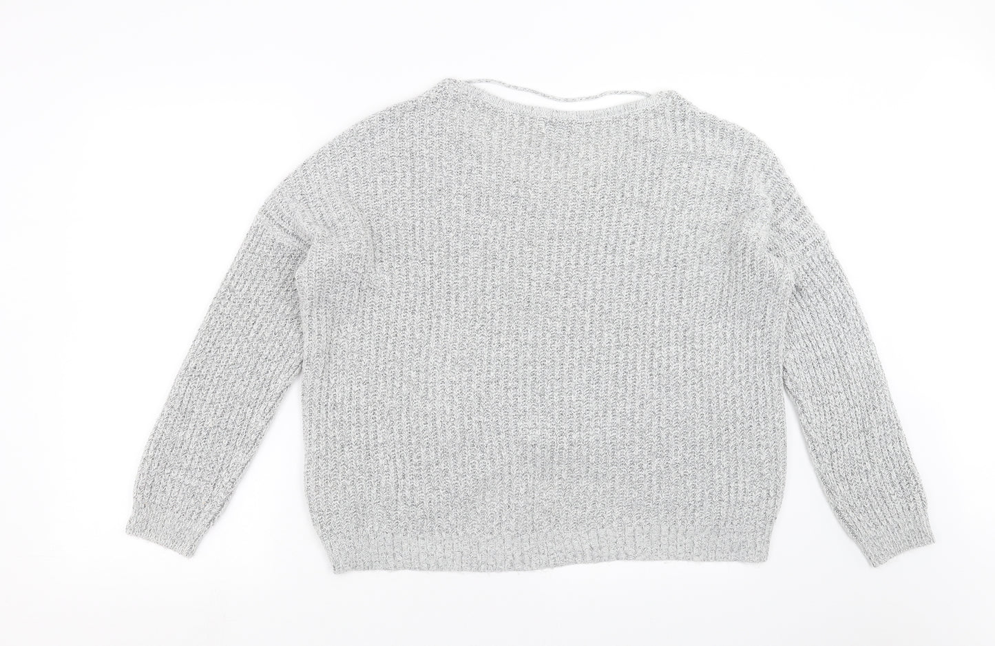 Jaqueline de Yong Womens Grey  Knit Pullover Jumper Size XL