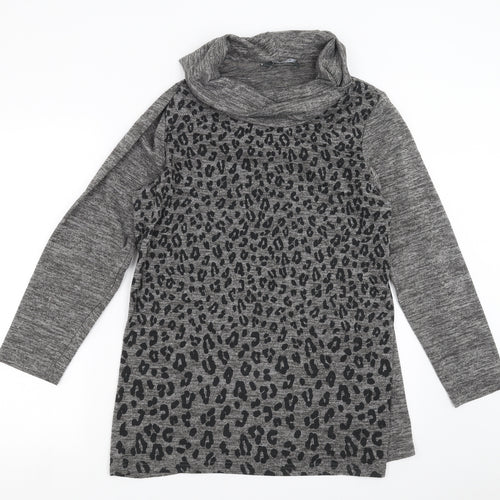 Bonmarché Womens Grey Animal Print Knit Pullover Jumper Size 16