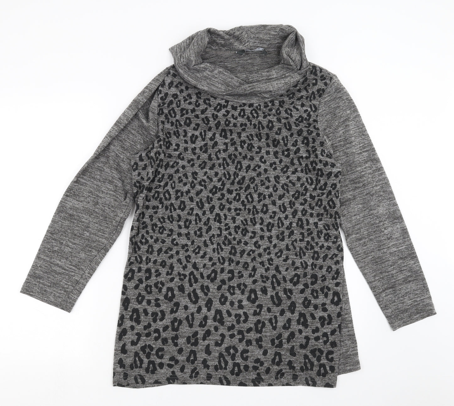 Bonmarché Womens Grey Animal Print Knit Pullover Jumper Size 16