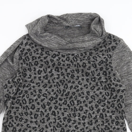Bonmarché Womens Grey Animal Print Knit Pullover Jumper Size 16