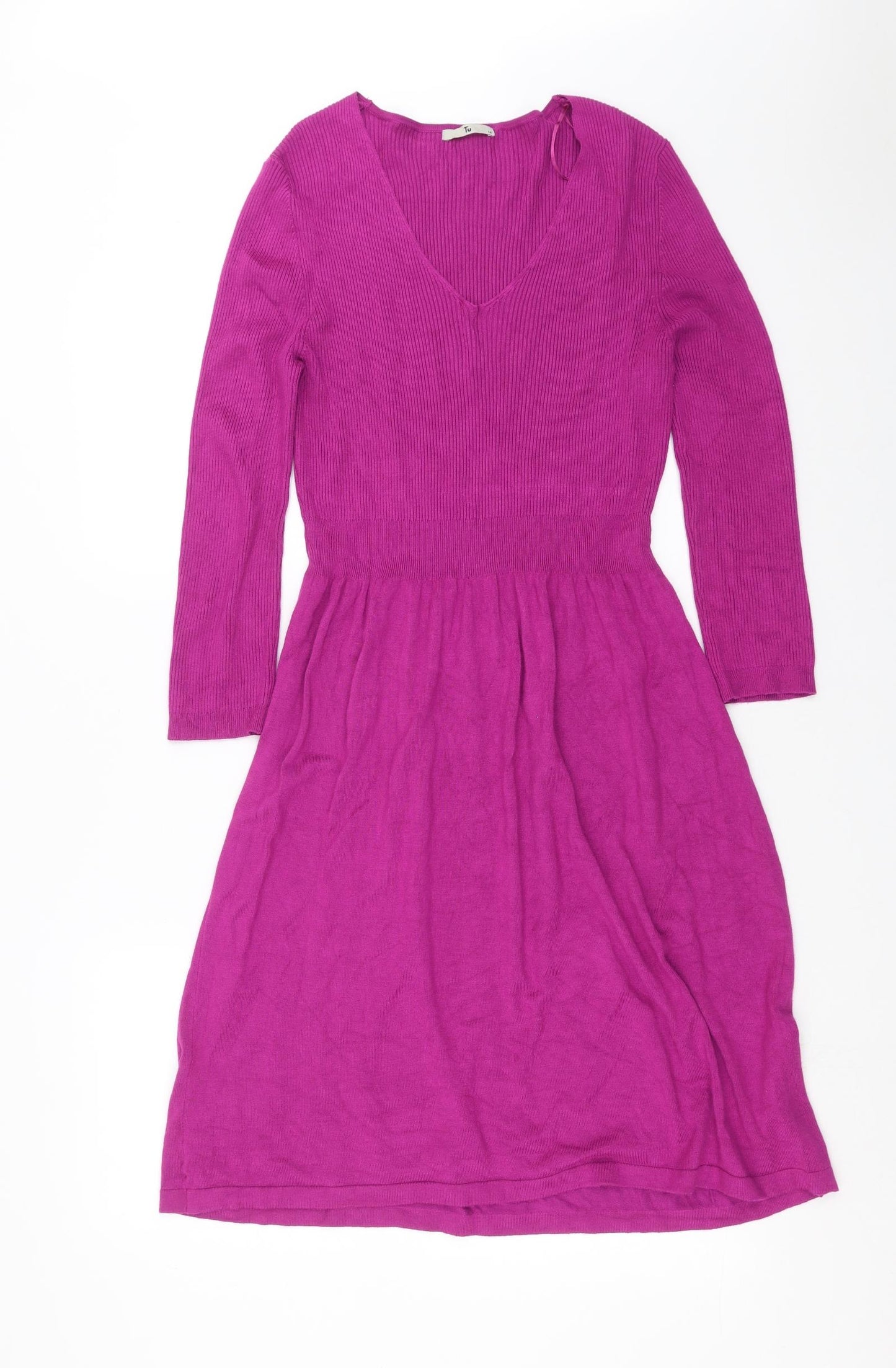 TU Womens Purple  Knit Jumper Dress  Size 14