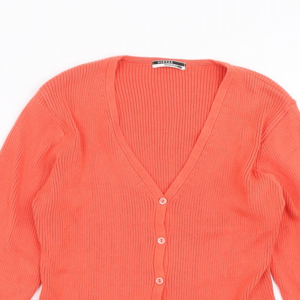 George Womens Orange  Knit Cardigan Jumper Size 16