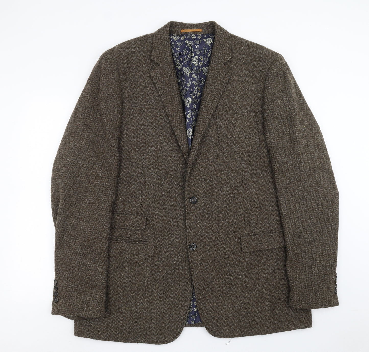 Black Label Mens Brown Herringbone  Jacket Suit Jacket Size 48