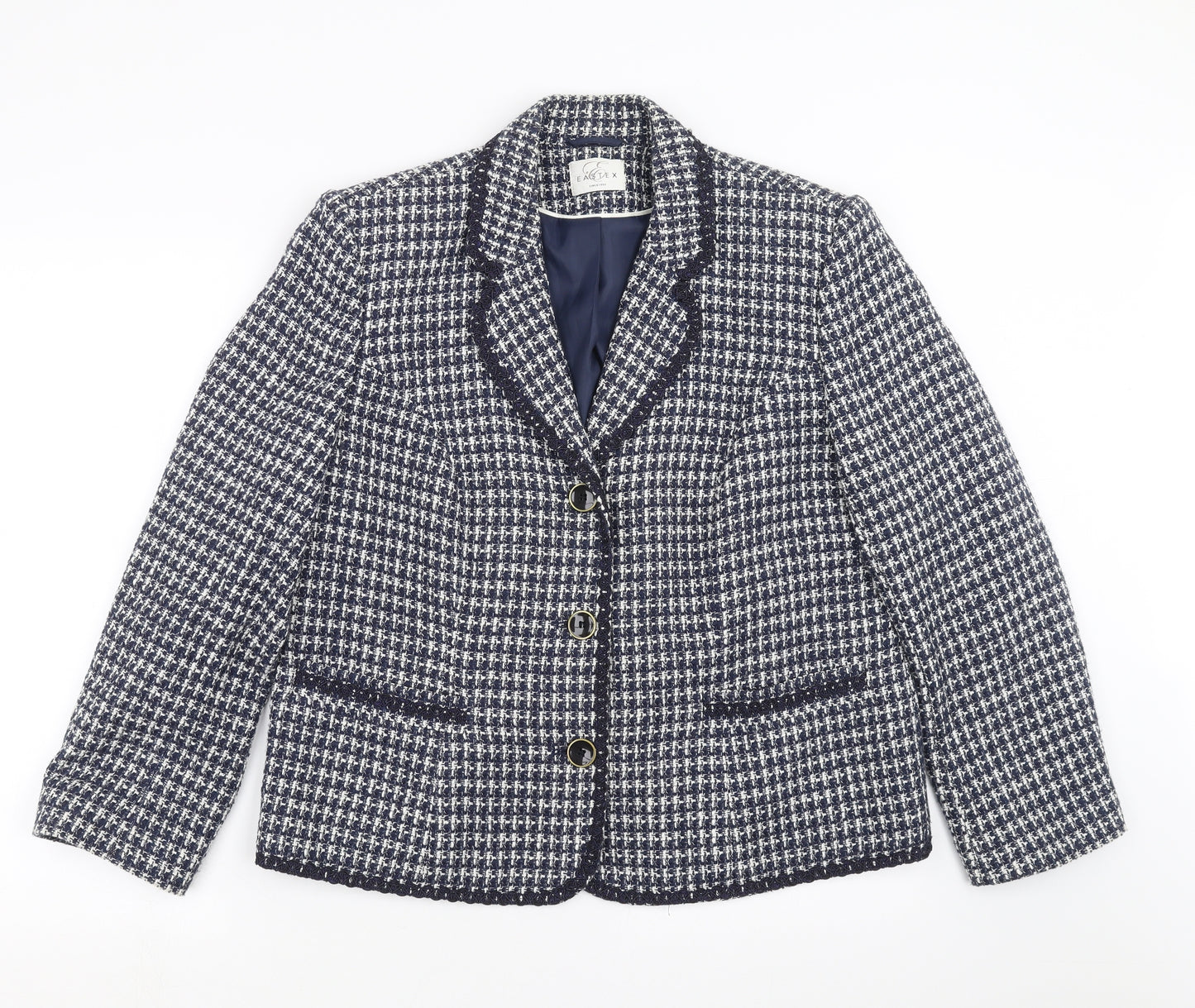 Eastex Womens Blue Geometric  Jacket Suit Jacket Size 18