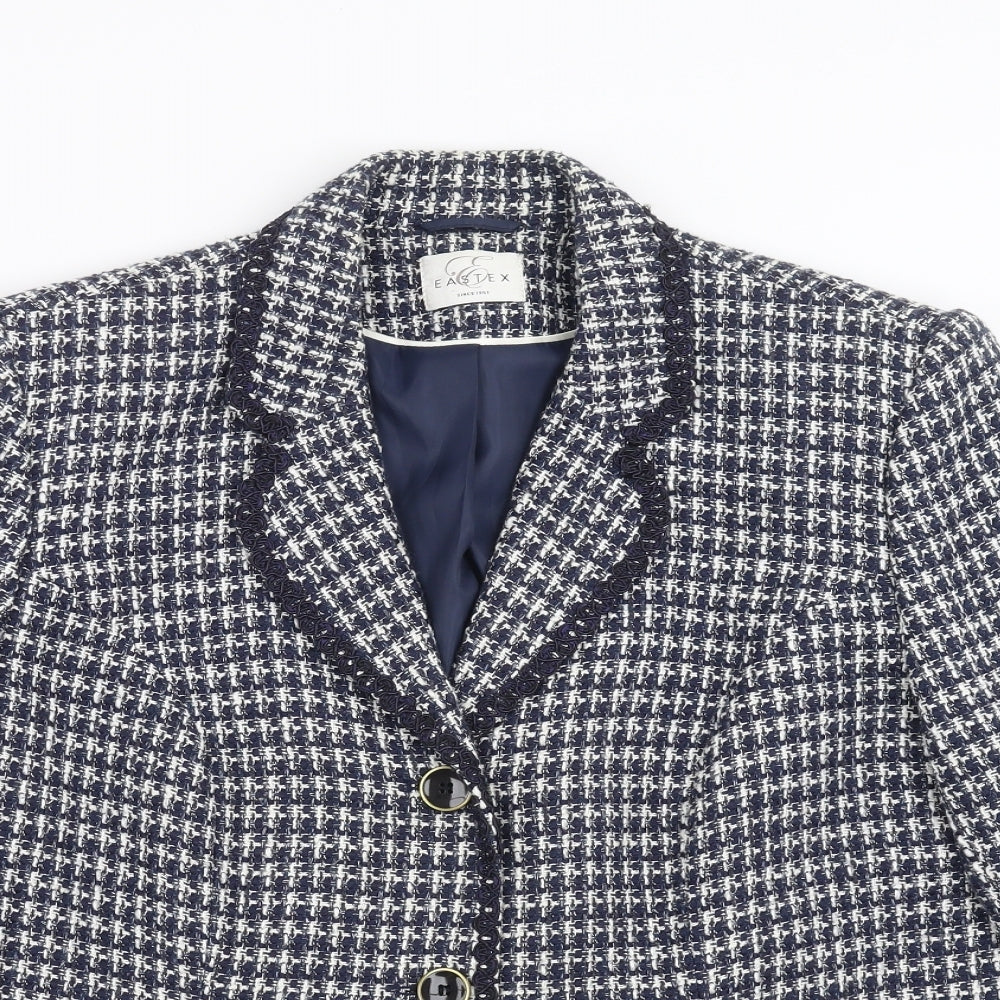 Eastex Womens Blue Geometric  Jacket Suit Jacket Size 18