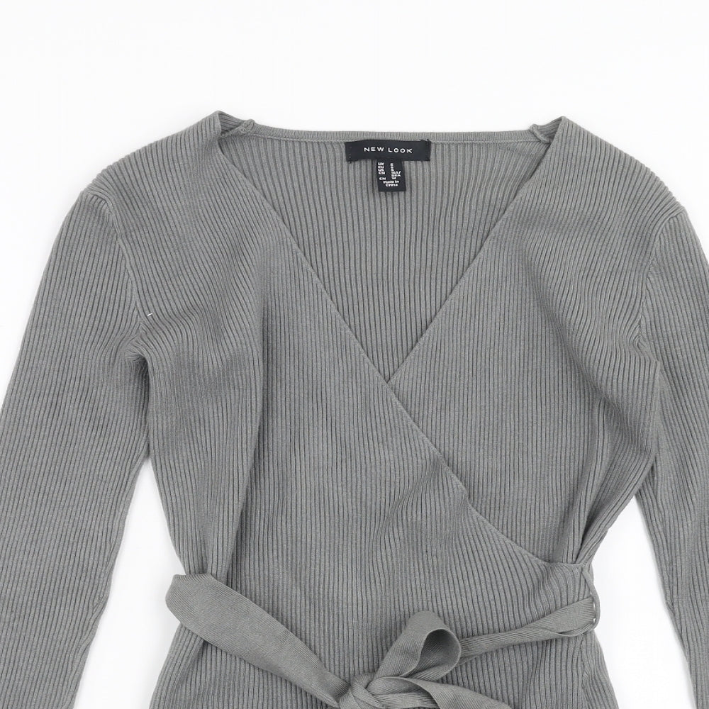 New Look Womens Grey   Pullover Jumper Size S  - wrap style