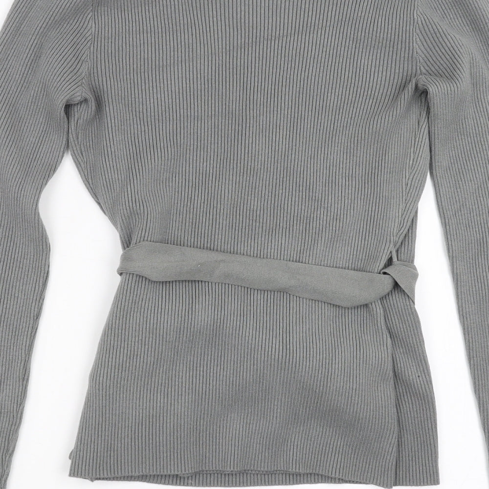 New Look Womens Grey   Pullover Jumper Size S  - wrap style