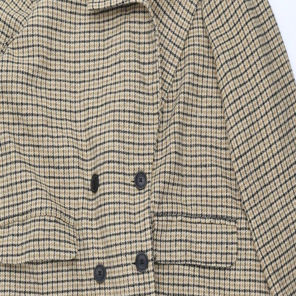 Missguided Womens Beige Check  Overcoat Coat Size 20