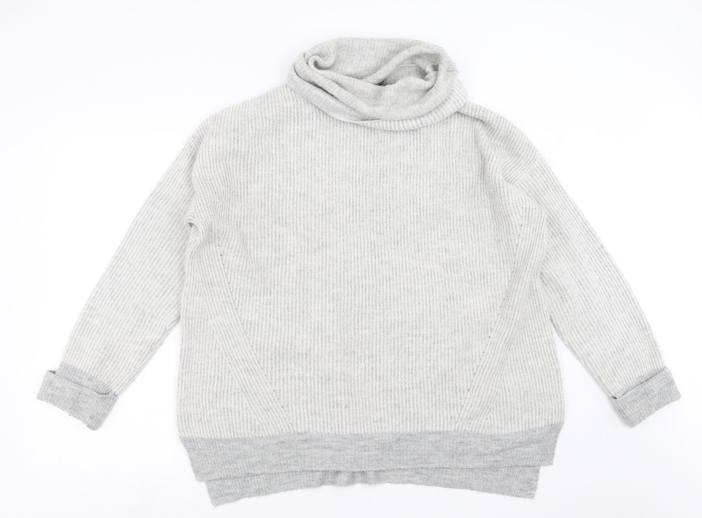 Primark Womens Grey Striped Knit Pullover Jumper Size M