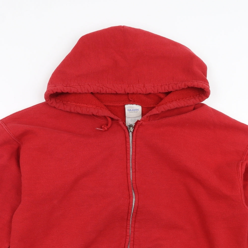 Gildan Mens Red   Full Zip Hoodie Size M