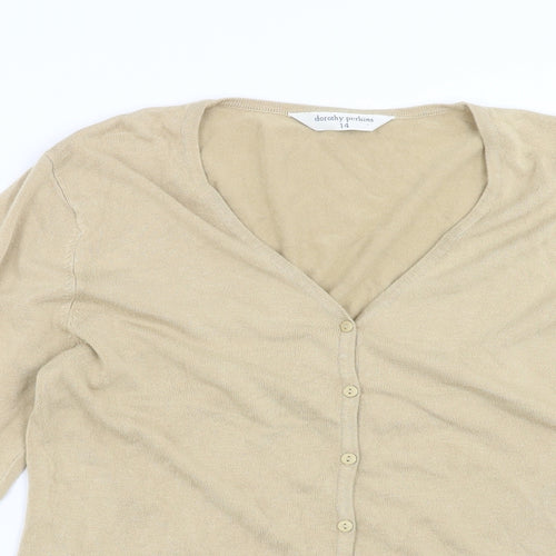 Dorothy Perkins Womens Beige  Knit Cardigan Jumper Size 14
