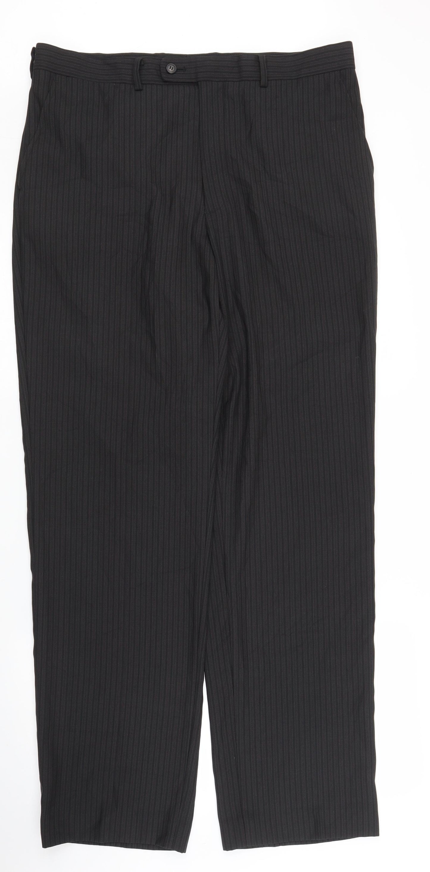 Preworn Mens Black Striped  Trousers  Size 36 in L33 in