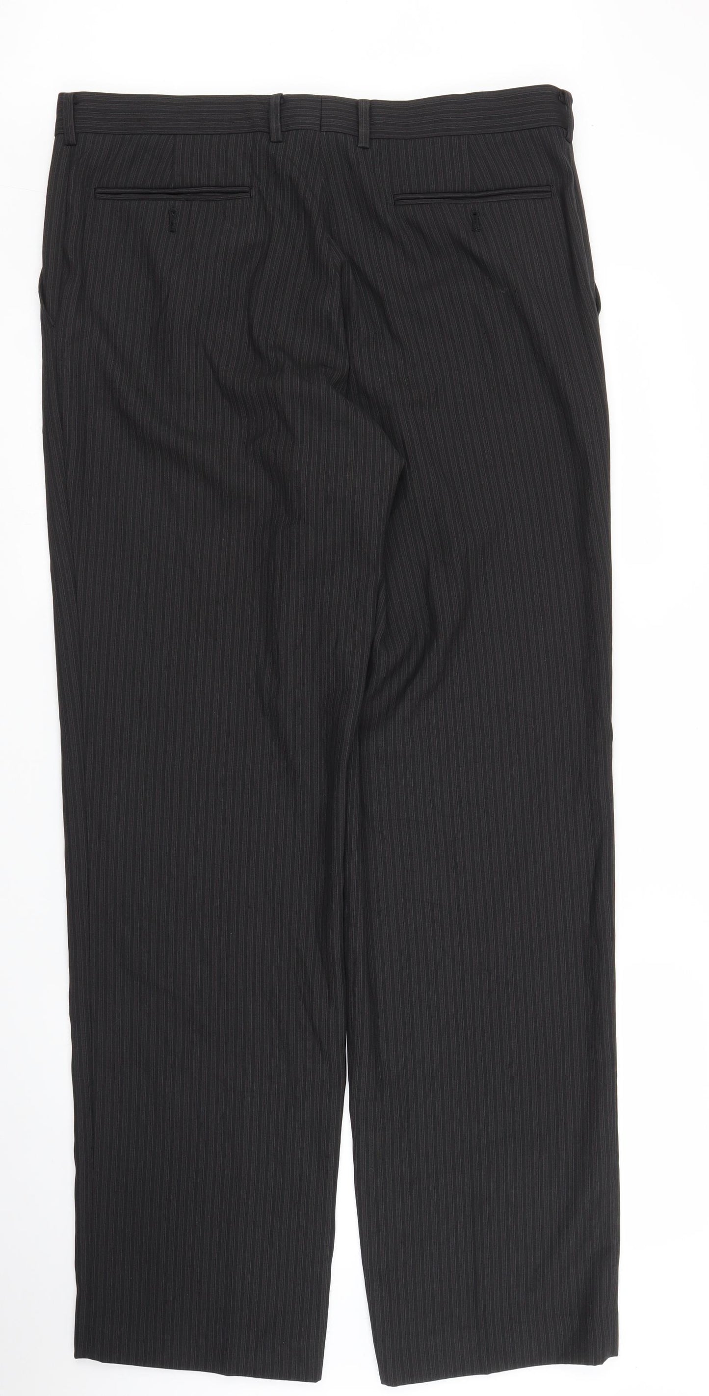 Preworn Mens Black Striped  Trousers  Size 36 in L33 in