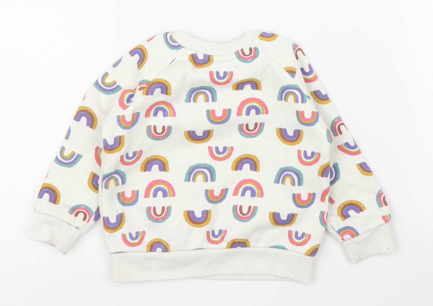 Primark Girls White   Pullover Jumper Size 6-9 Months  - Rainbows