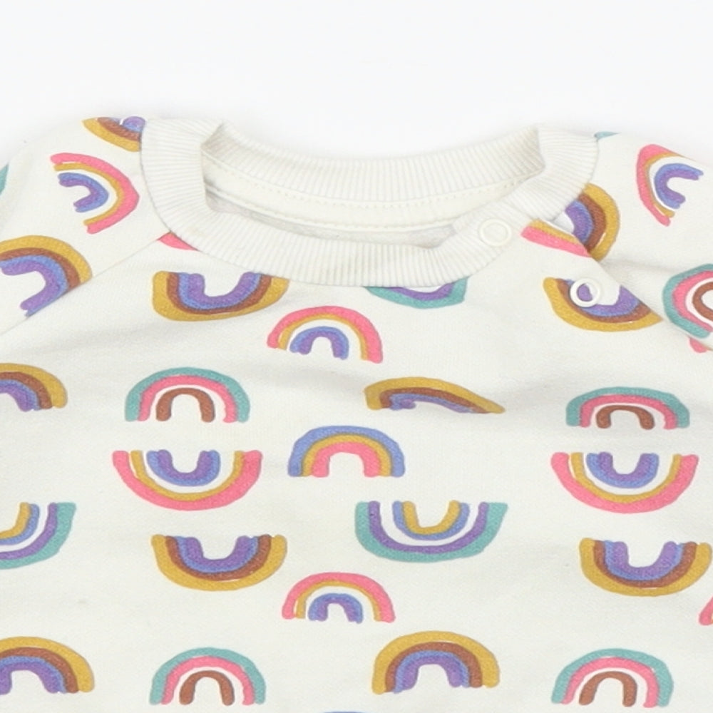 Primark Girls White   Pullover Jumper Size 6-9 Months  - Rainbows