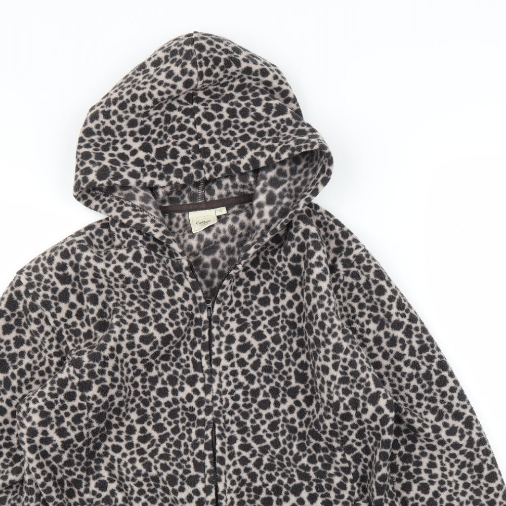 Cotton Traders Womens Beige Animal Print  Full Zip Hoodie Size 12  - Leopard print
