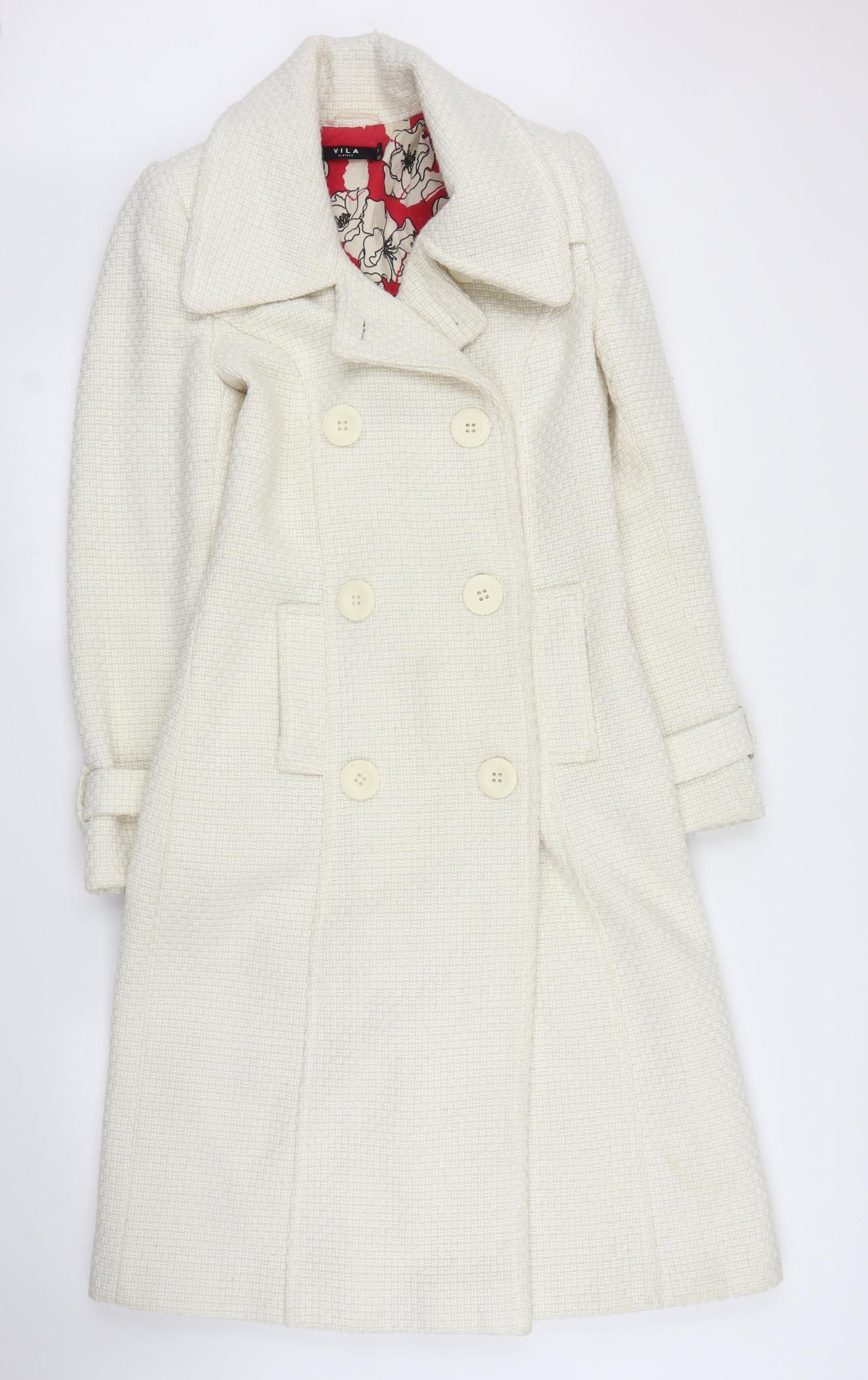 Villa Womens White   Pea Coat Coat Size XS