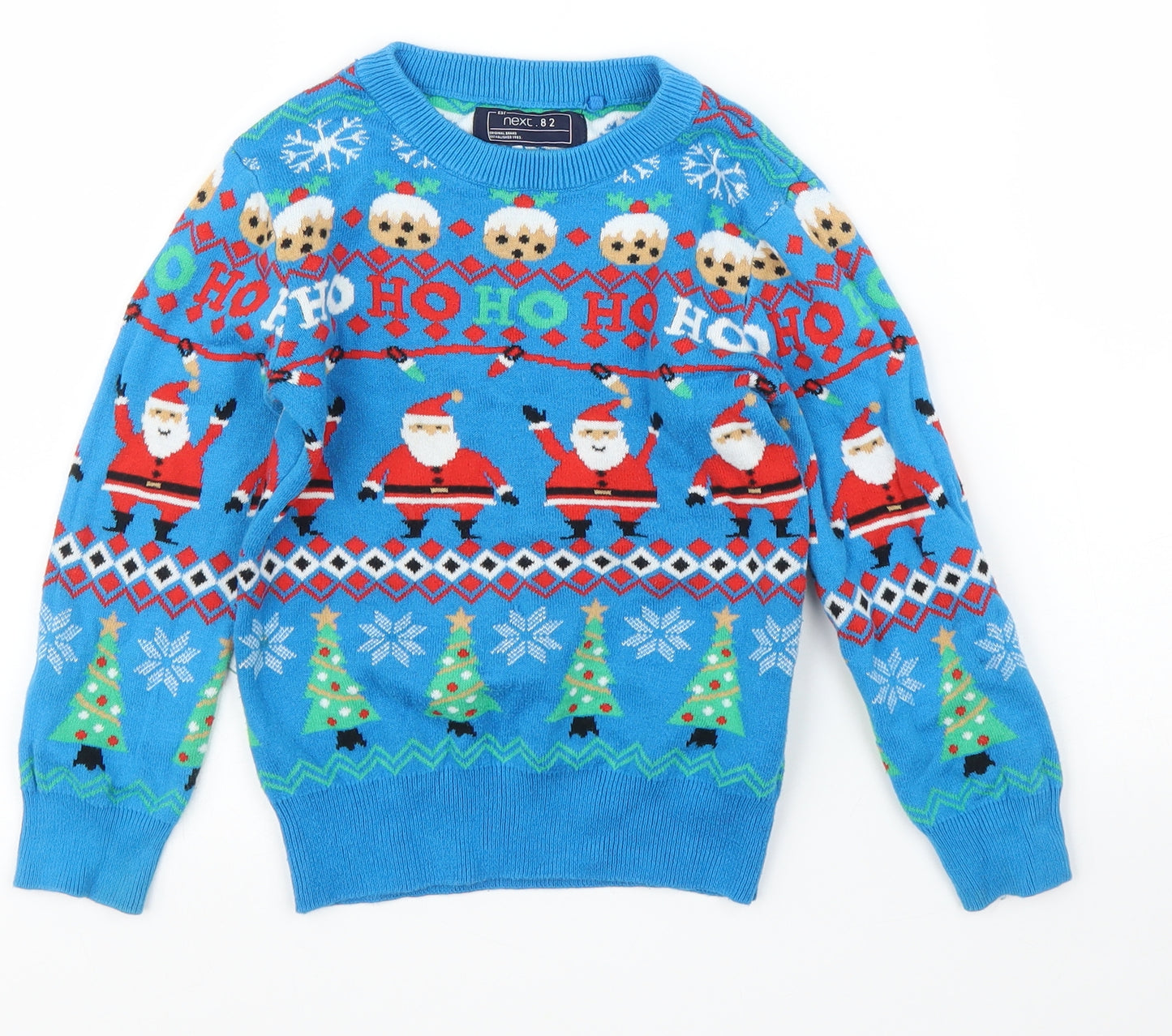 NEXT Boys Blue Fair Isle  Pullover Jumper Size 3 Years  - Christmas