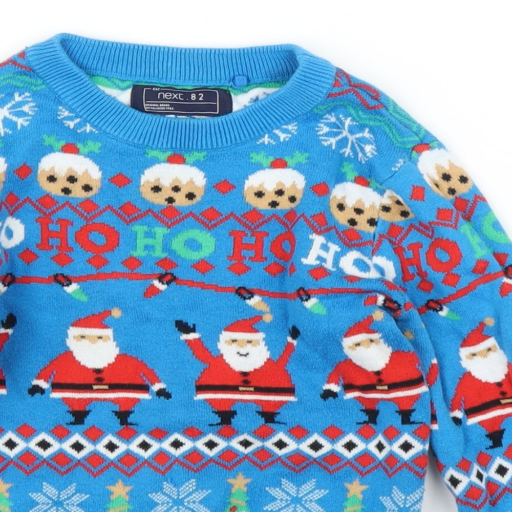 NEXT Boys Blue Fair Isle  Pullover Jumper Size 3 Years  - Christmas