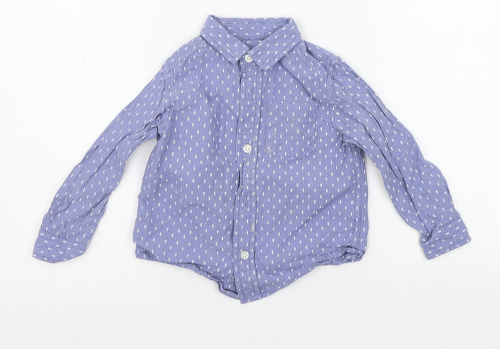 The Children's Place Boys Blue Geometric  Basic Button-Up Size 2 Years