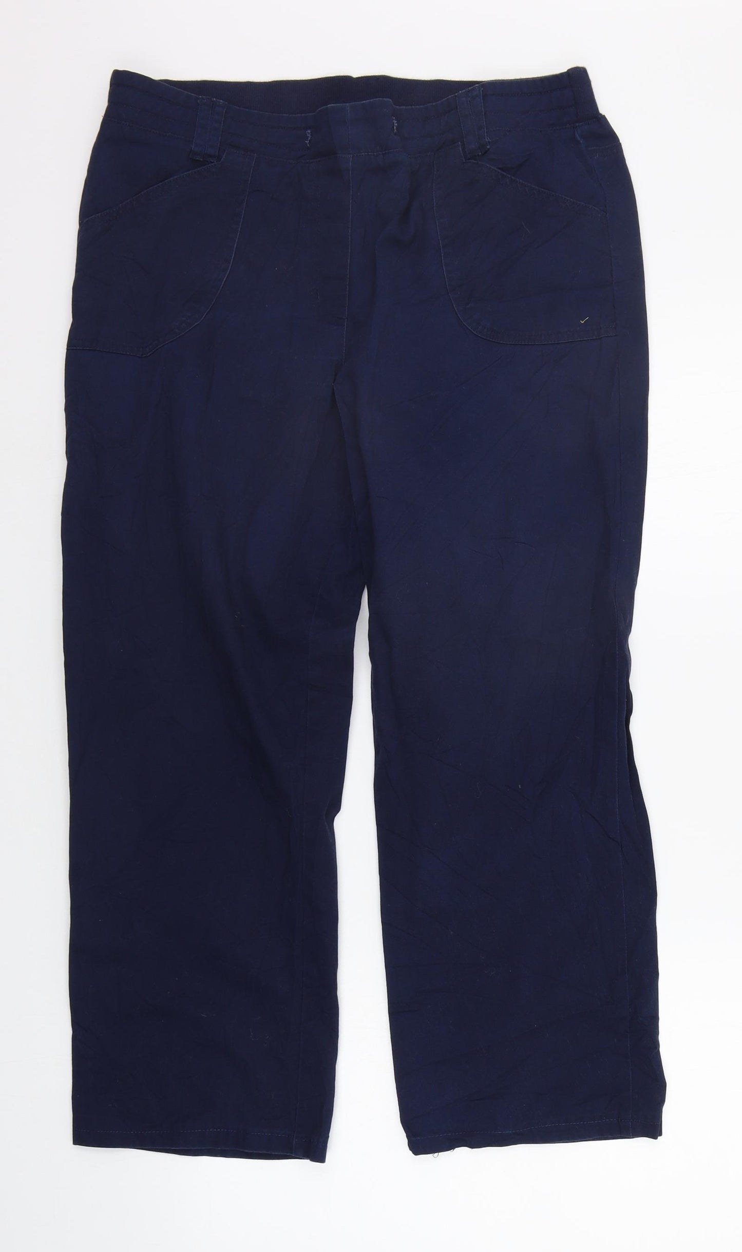 Cotton Traders Womens Blue   Trousers  Size 14 L25 in - Elasticated Waist