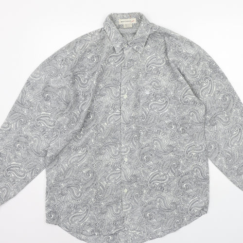 WATCHOUT Mens Grey Geometric   Button-Up Size L
