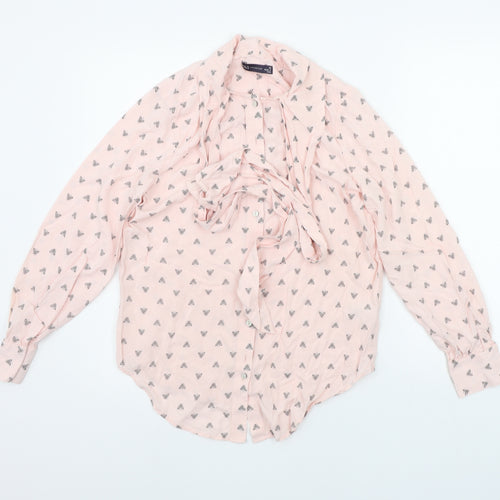 Marks and Spencer Womens Pink Geometric  Basic Button-Up Size 10