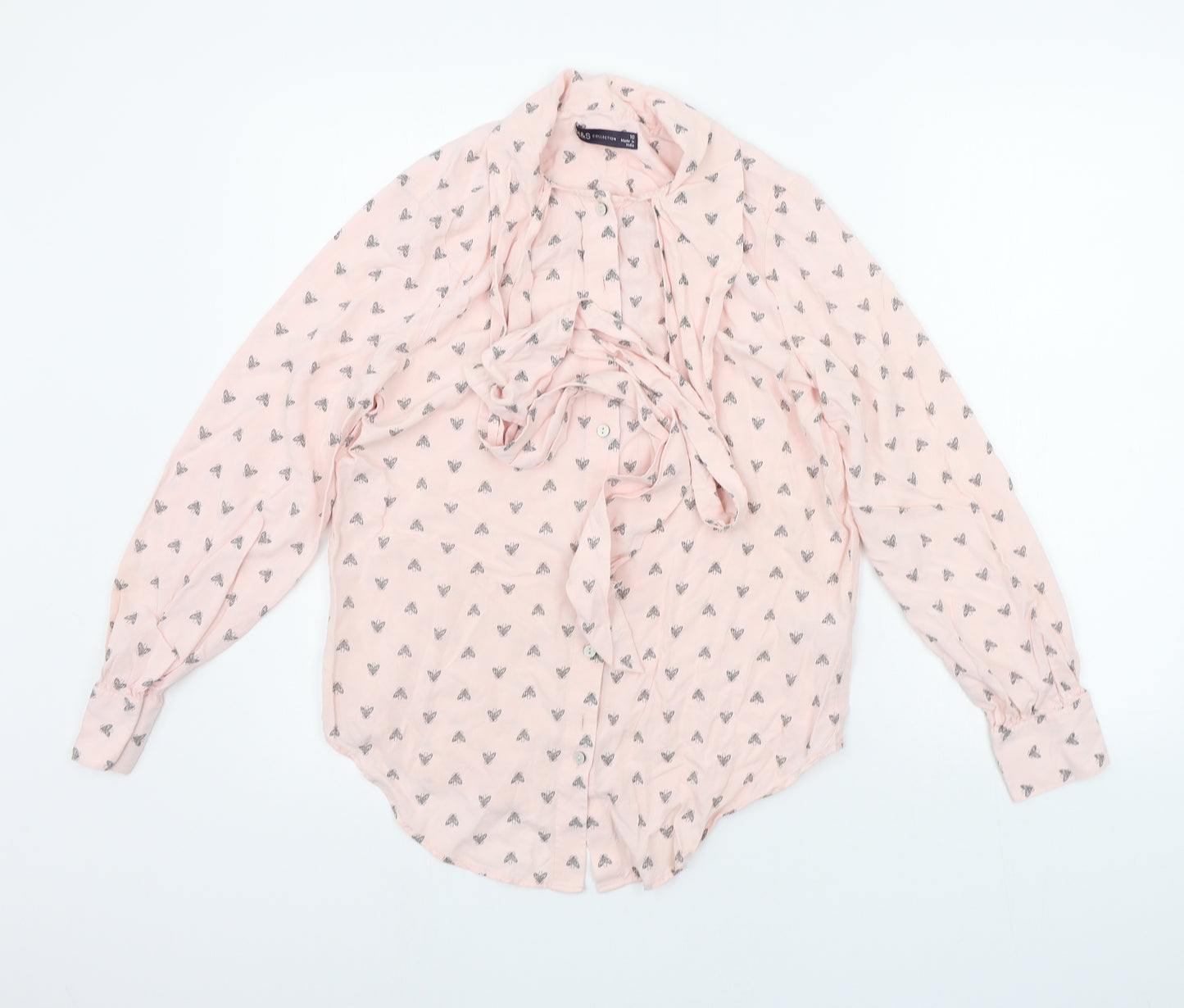 Marks and Spencer Womens Pink Geometric  Basic Button-Up Size 10