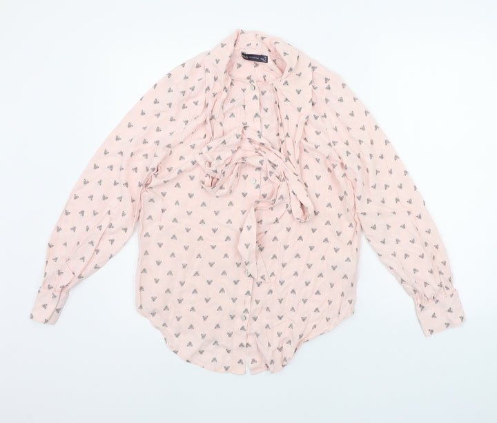 Marks and Spencer Womens Pink Geometric  Basic Button-Up Size 10